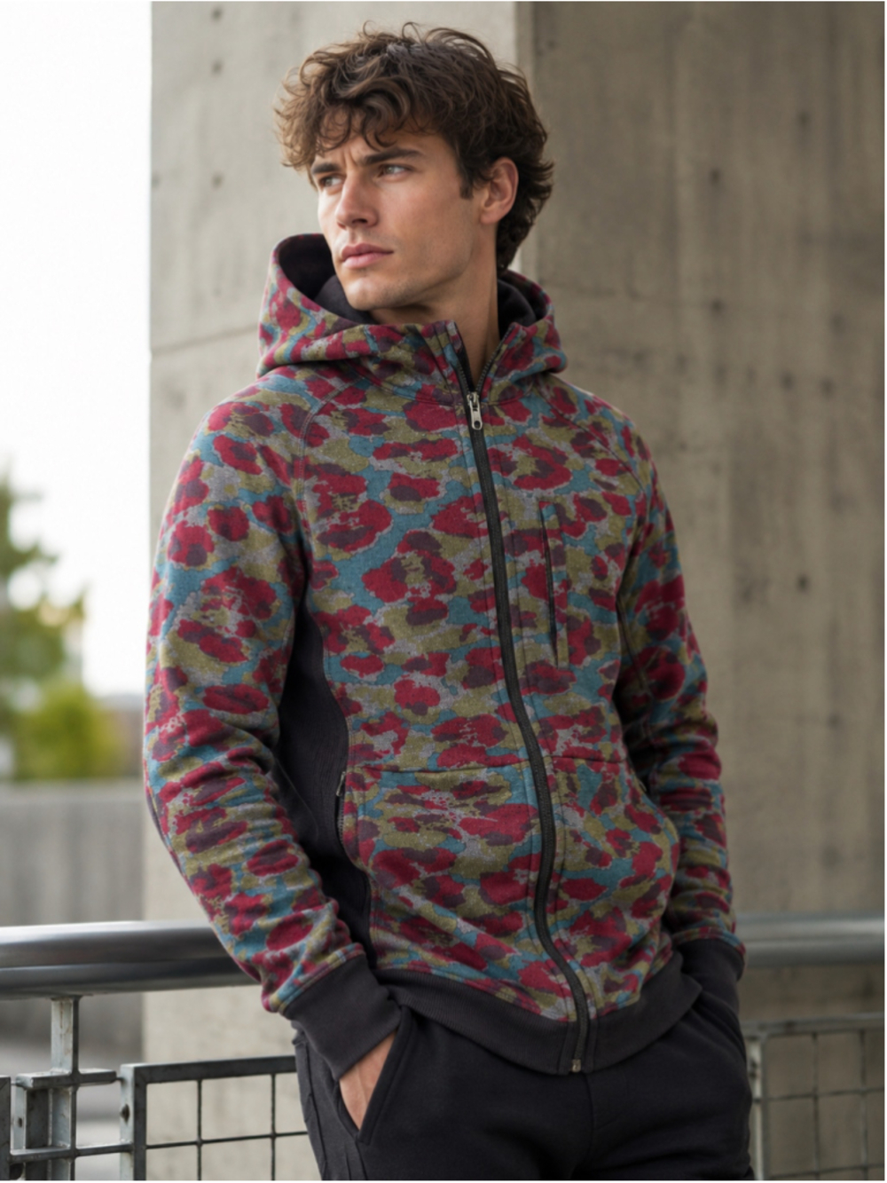 Lululemon Best Coast Hoodie Men M Urban Leopard Camo 2010s Athleisure Multicolor